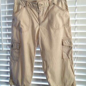 Faded Glory Womens Beige Cargo Capri - Size 10, Cotton